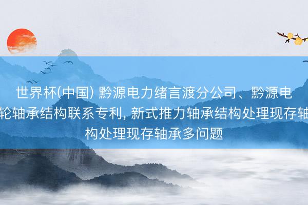 世界杯(中国) 黔源电力绪言渡分公司、黔源电力请求水轮轴承结构联系专利， 新式推力轴承结构处理现存轴承多问题