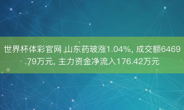 世界杯体彩官网 山东药玻涨1.04%， 成交额6469.79万元， 主力资金净流入176.42万元