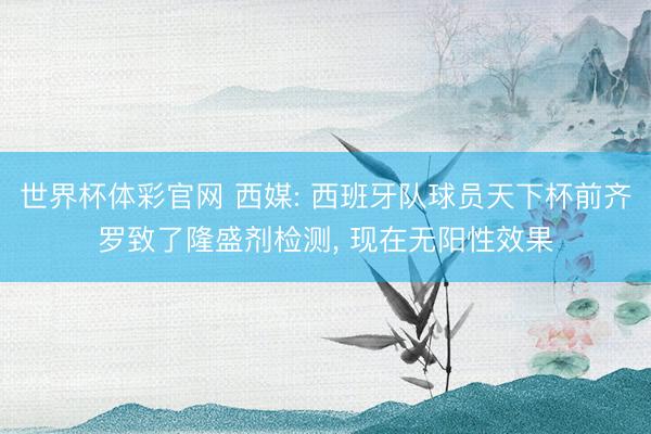 世界杯体彩官网 西媒: 西班牙队球员天下杯前齐罗致了隆盛剂检测， 现在无阳性效果