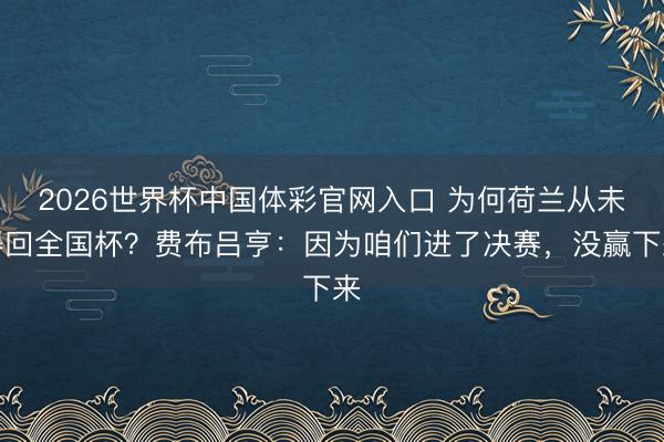 2026世界杯中国体彩官网入口 为何荷兰从未得回全国杯？费布吕亨：因为咱们进了决赛，没赢下来
