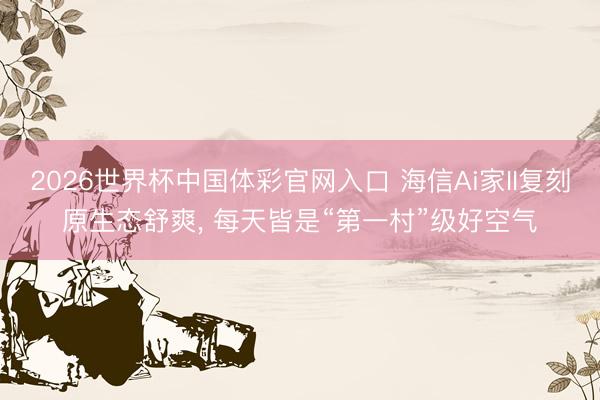 2026世界杯中国体彩官网入口 海信Ai家II复刻原生态舒爽, 每天皆是“第一村”级好空气