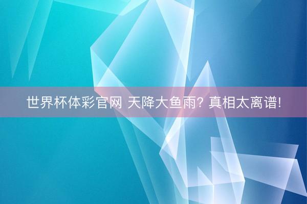 世界杯体彩官网 天降大鱼雨? 真相太离谱!