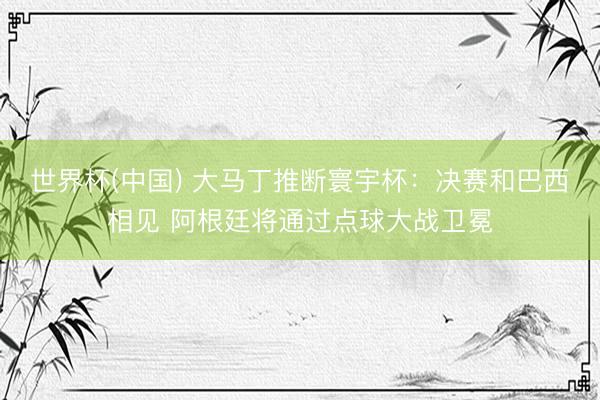 世界杯(中国) 大马丁推断寰宇杯：决赛和巴西相见 阿根廷将通过点球大战卫冕