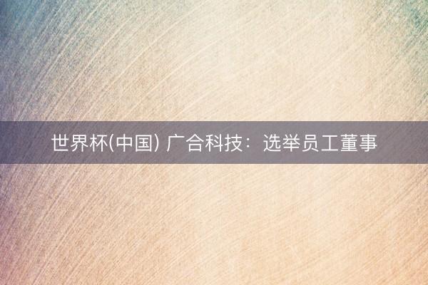 世界杯(中国) 广合科技:选举员工董事