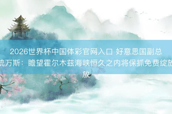 2026世界杯中国体彩官网入口 好意思国副总统万斯：瞻望霍尔木兹海峡恒久之内将保抓免费绽放