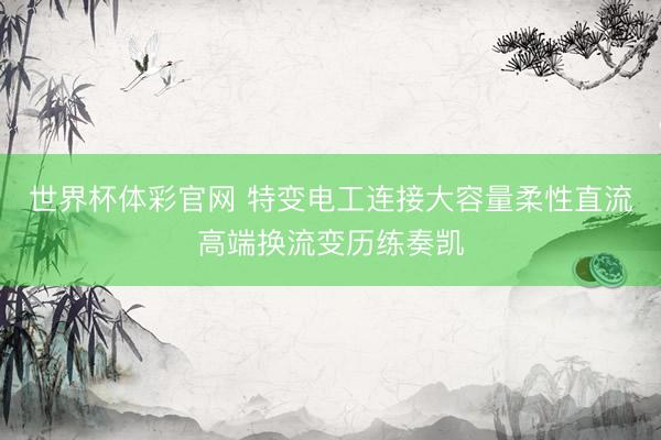世界杯体彩官网 特变电工连接大容量柔性直流高端换流变历练奏凯
