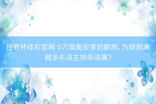 世界杯体彩官网 5万就能安家的鹤岗， 为啥越来越多东谈主拚命逃离?