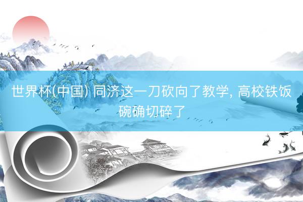 世界杯(中国) 同济这一刀砍向了教学, 高校铁饭碗确切碎了
