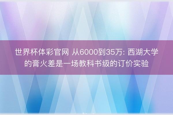 世界杯体彩官网 从6000到35万: 西湖大学的膏火差是一场教科书级的订价实验