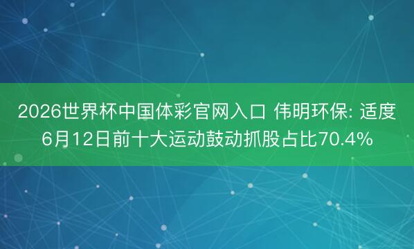 2026世界杯中国体彩官网入口 伟明环保: 适度6月12日前十大运动鼓动抓股占比70.4%