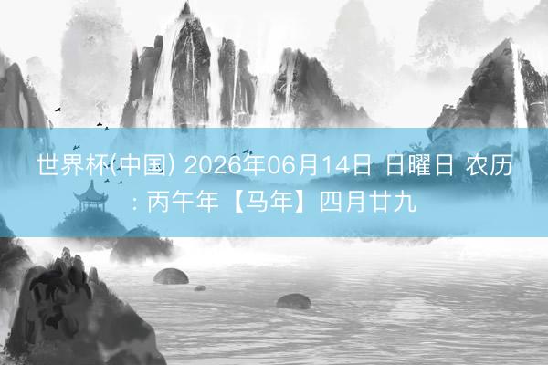 世界杯(中国) 2026年06月14日 日曜日 农历: 丙午年【马年】四月廿九